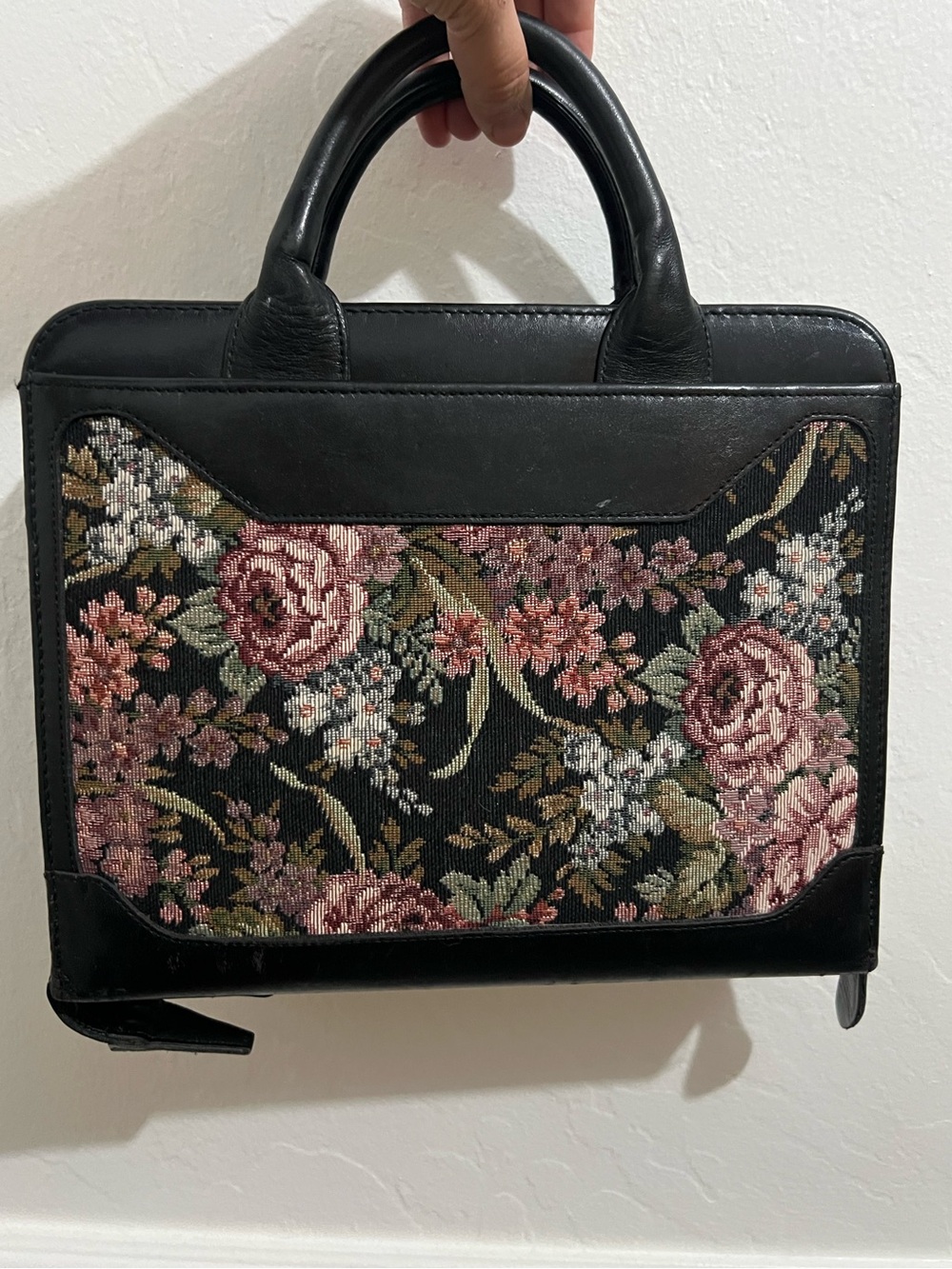 Vintage 1995 Franklin Classic Tapestry Black Leather Binder